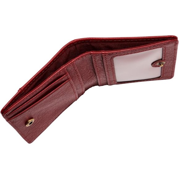 Women's Logan Red Velvet Leather RFID-Blocking Hand Wash Imported Bifold Wallet - Picture 4 of 5